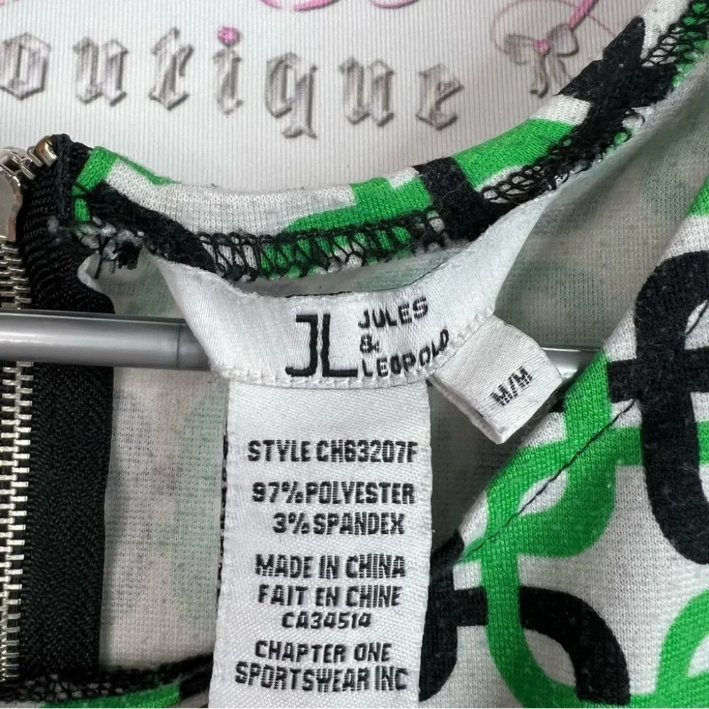 Jules & Leopold tshirt chain ⛓️‍💥 links 🔗zip up back Green Black Geometric Tee - Picture 8 of 11